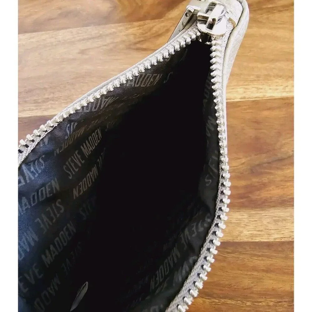 Steve Madden Wallet Wristlet Coin Purse Gray Faux Leather